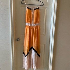 New With Tags Lucy Paris Orange Color Block Maxi Dress Size S